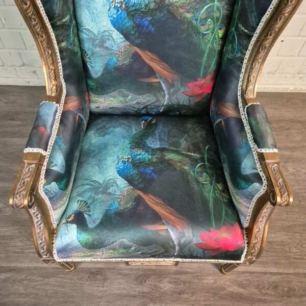 Ohrenbackensessel Sessel Pfau-Motiv Barockstil 0,74 m – Bild 10