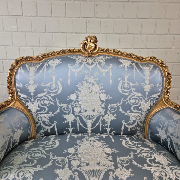 Sofa Barockstil Satin Blau-Gold 1,15 m – Bild 7