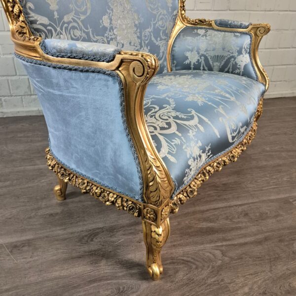 Sofa Barockstil Satin Blau-Gold 1,15 m – Bild 5