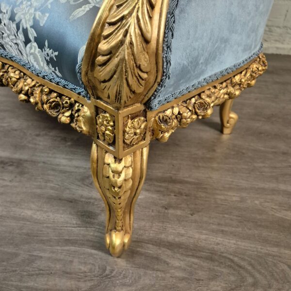 Sofa Barockstil Satin Blau-Gold 1,15 m – Bild 11