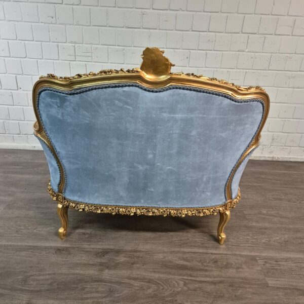 Sofa Barockstil Satin Blau-Gold 1,15 m – Bild 12