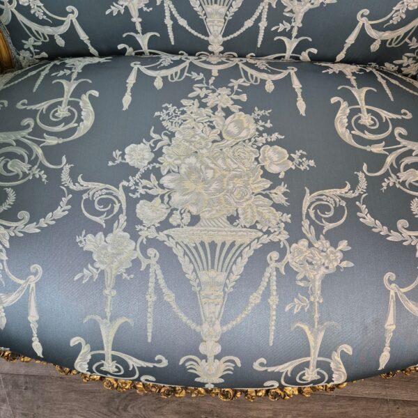Sofa Barockstil Satin Blau-Gold 1,15 m – Bild 9