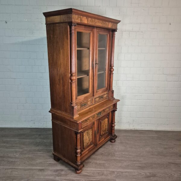 Vitrine Bücherschrank Gründerzeit 1880 Nussbaum