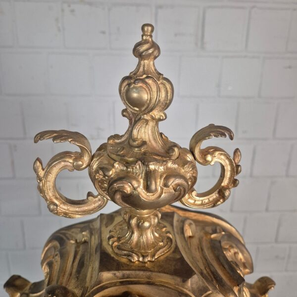 Kaminuhr Tischuhr Uhr Neobarock 1880 Messing – Bild 6