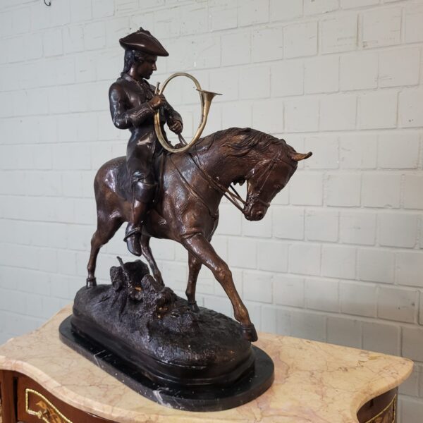 Skulptur Dekoration Jäger zu Pferd 1940 Bronze – Bild 7
