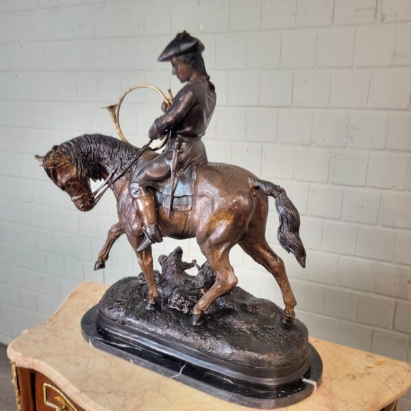 Skulptur Dekoration Jäger zu Pferd 1940 Bronze – Bild 3