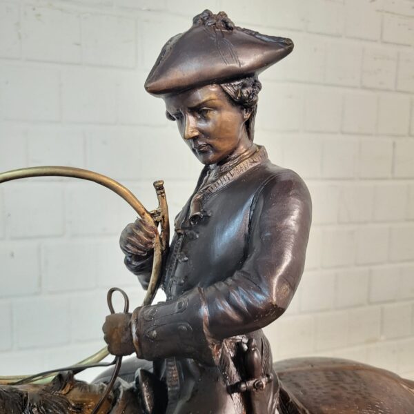 Skulptur Dekoration Jäger zu Pferd 1940 Bronze – Bild 4