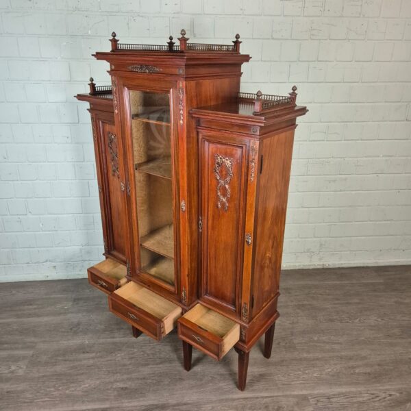 Buffet-Vitrine Anrichte Jugendstil 1900 Nussbaum – Bild 14