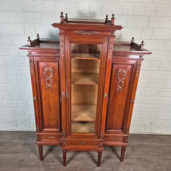 Buffet-Vitrine Anrichte Jugendstil 1900 Nussbaum – Bild 2