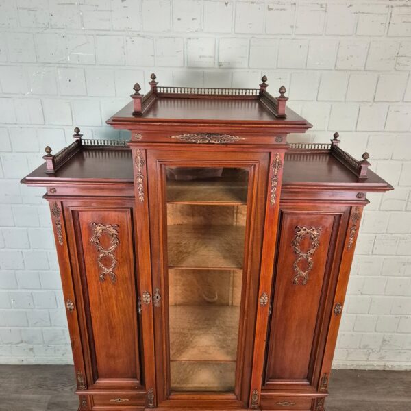 Buffet-Vitrine Anrichte Jugendstil 1900 Nussbaum – Bild 7