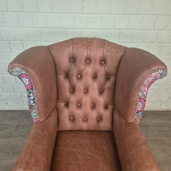 Chesterfield Ohrenbackensessel Sessel Leder – Bild 3
