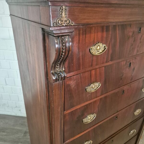 Hochkommode Biedermeier 1810 Mahagoni – Bild 6