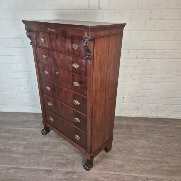 Hochkommode Biedermeier 1810 Mahagoni – Bild 2