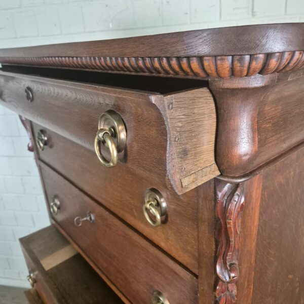 Sekretär Hochkommode Biedermeier 1830 Eiche – Bild 12