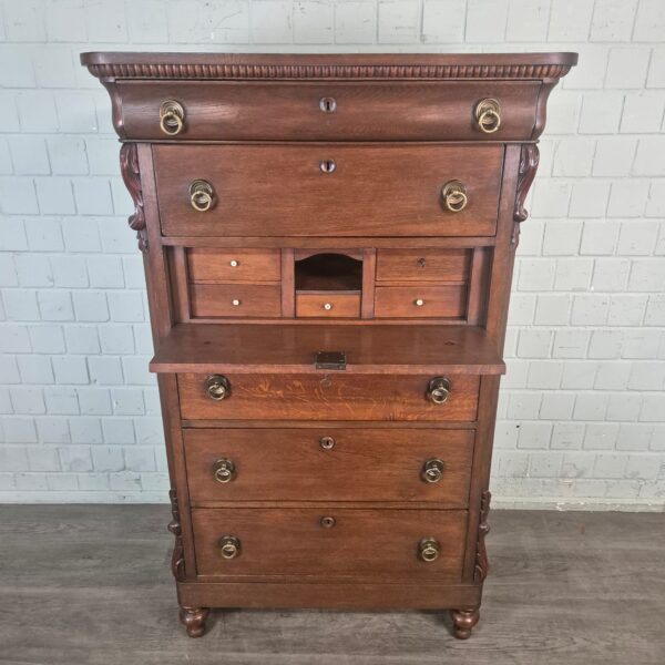 Sekretär Hochkommode Biedermeier 1830 Eiche – Bild 6
