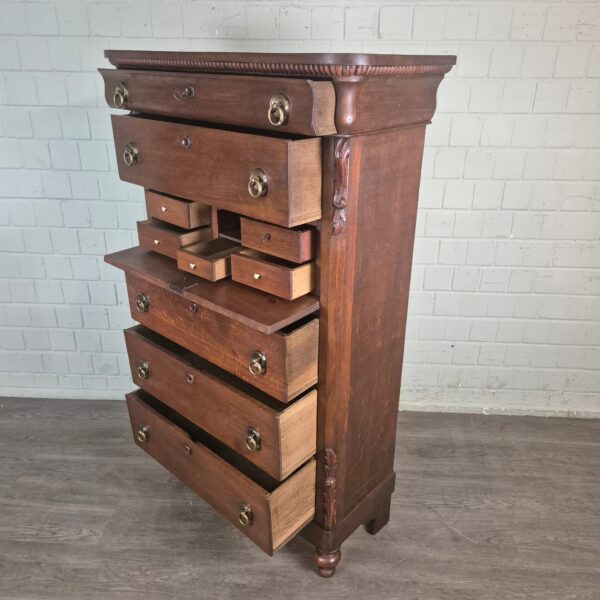 Sekretär Hochkommode Biedermeier 1830 Eiche – Bild 11