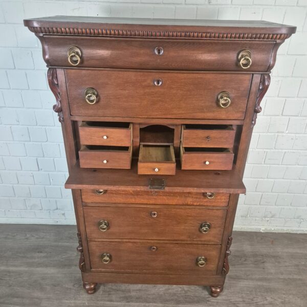 Sekretär Hochkommode Biedermeier 1830 Eiche – Bild 8