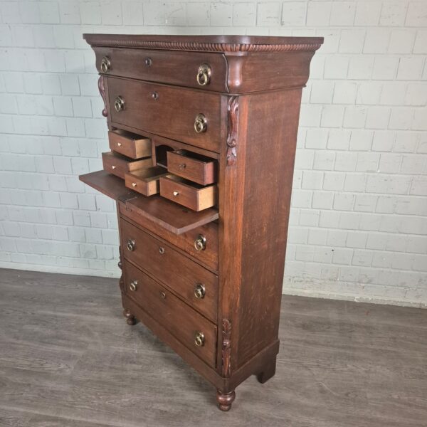 Sekretär Hochkommode Biedermeier 1830 Eiche – Bild 9
