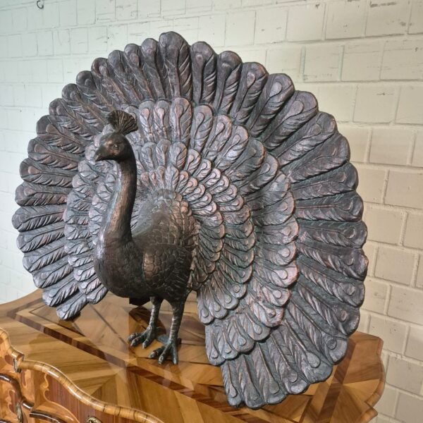 Skulptur Dekoration Pfau Metall 0,89 m – Bild 2