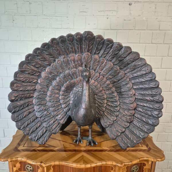 Skulptur Dekoration Pfau Metall 0,89 m – Bild 3