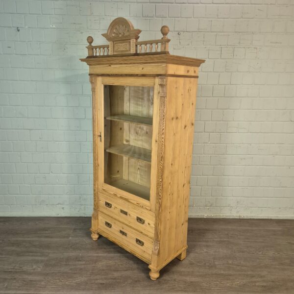 Vitrine Geschirrschrank Jugendstil 1900 Kiefer – Bild 3