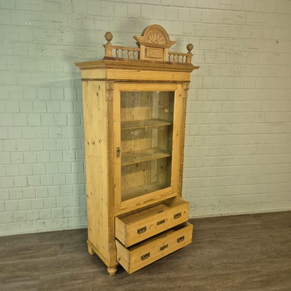 Vitrine Geschirrschrank Jugendstil 1900 Kiefer – Bild 13