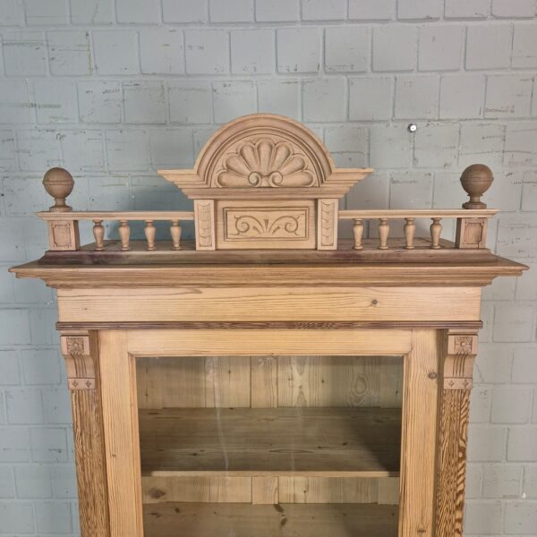 Vitrine Geschirrschrank Jugendstil 1900 Kiefer – Bild 4