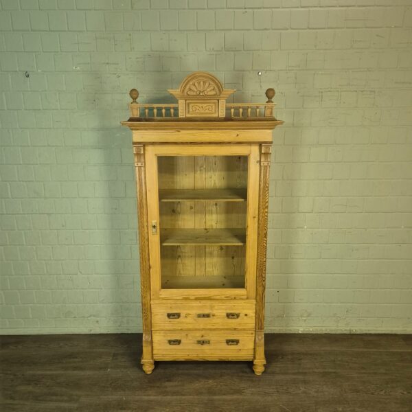 Vitrine Geschirrschrank Jugendstil 1900 Kiefer – Bild 2