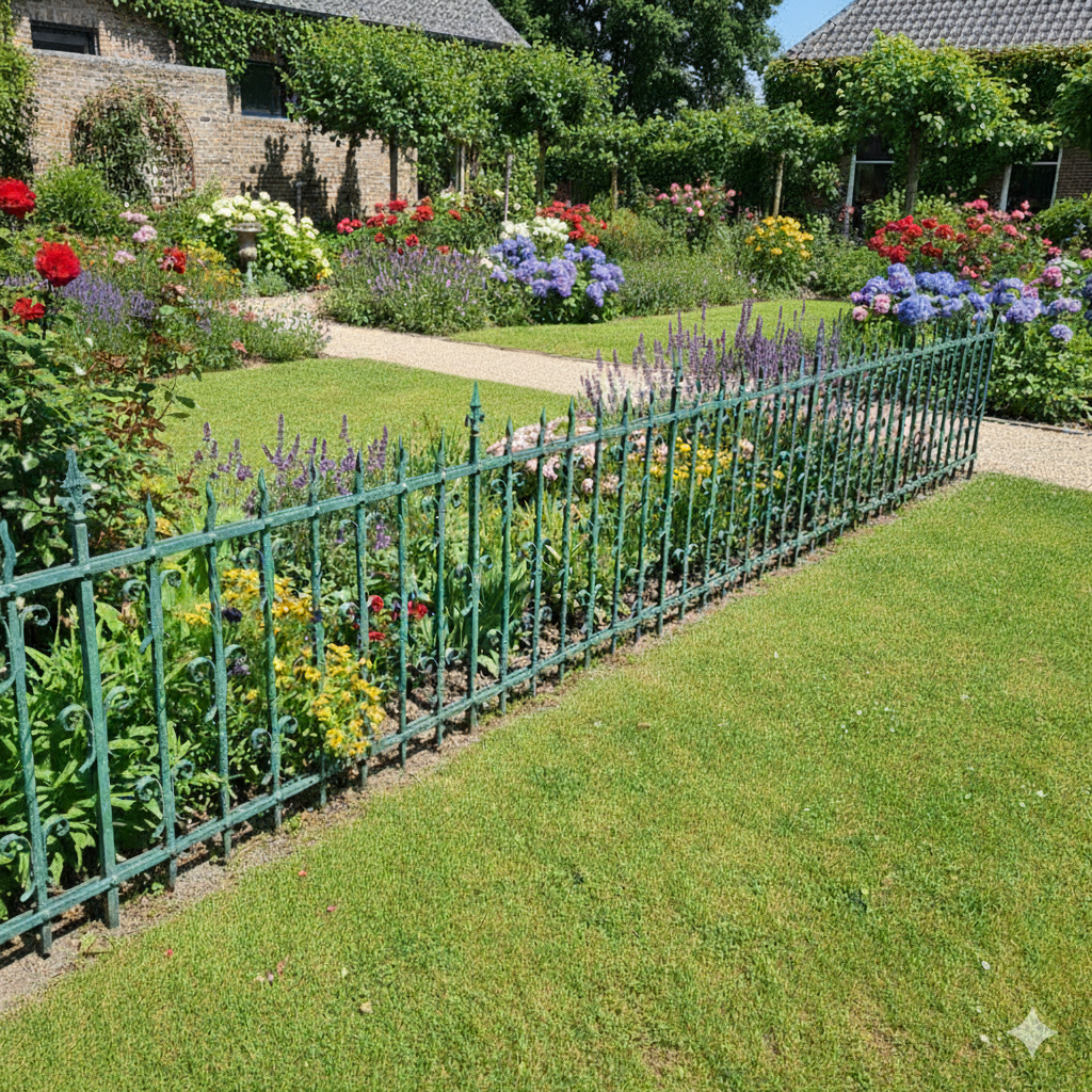 Gartenzaun Zaunelement Gründerzeit 1880 Schmiedeeisen 3,50 m – Bild 2