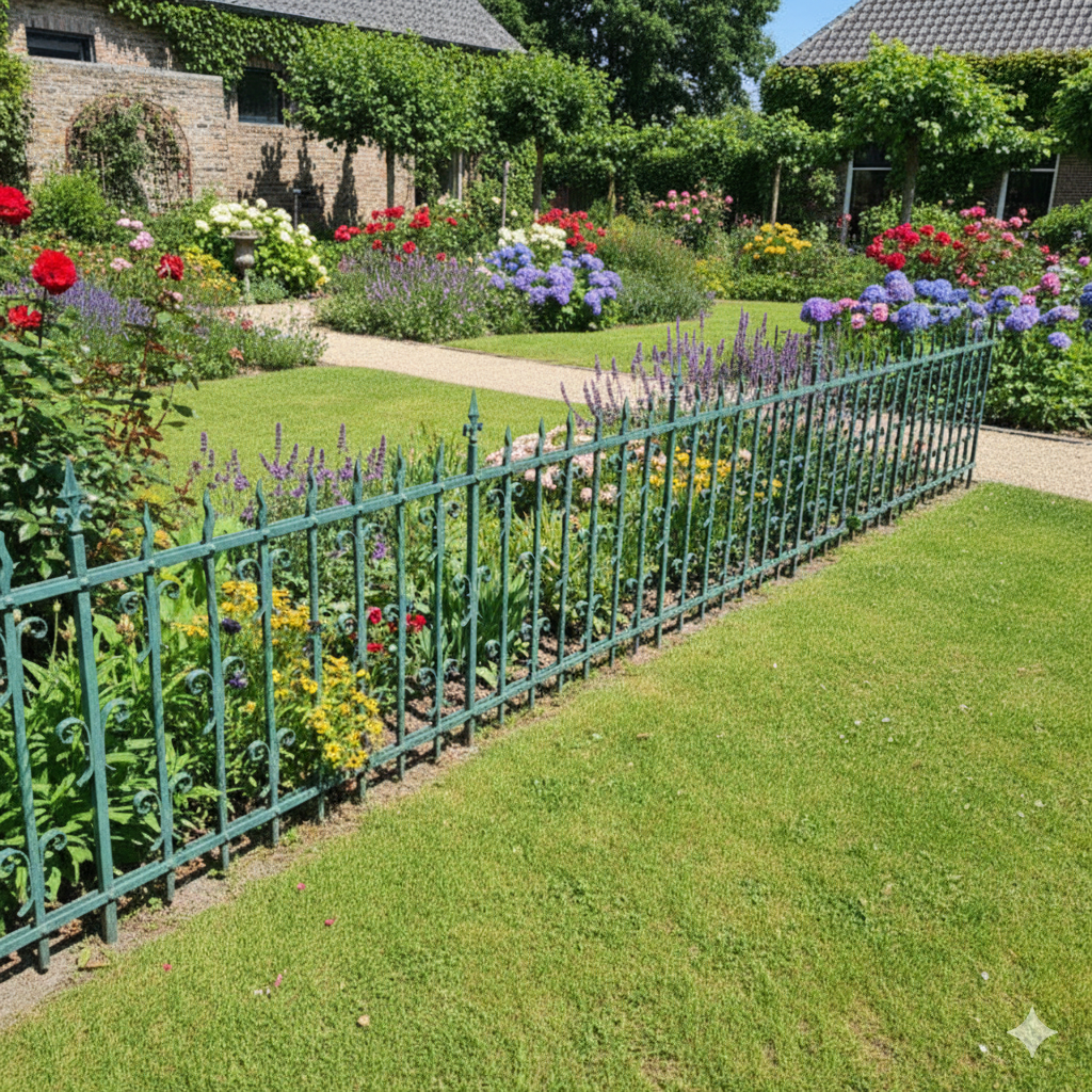 Gartenzaun Zaunelement Gründerzeit 1880 Schmiedeeisen 4,00 m – Bild 2