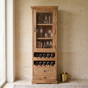Weinschrank Vitrine Teakholz 0,67 m