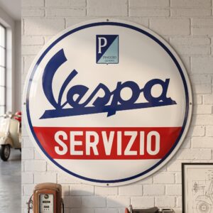 Vespa Servizio Emaille-Reklameschild Ø 0,90 m