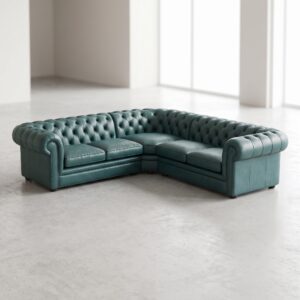 Chesterfield Sofa Eckcouch Ecksofa Dunkel-Türkis 2,75 m x 2,90 m