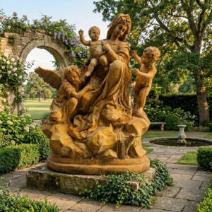 Skulptur Dekoration Madonna mit Kind Stein 1,75 m