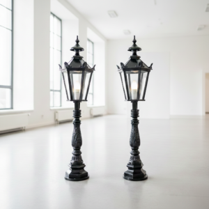 Set Gartenlampen Laternen Aluminium Schwarz 1,10 m