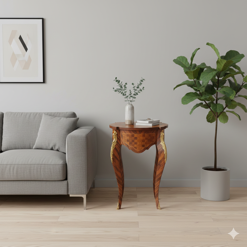 Beistelltisch Tisch Nussbaum Neubarock Ø 0,50 m – Bild 2