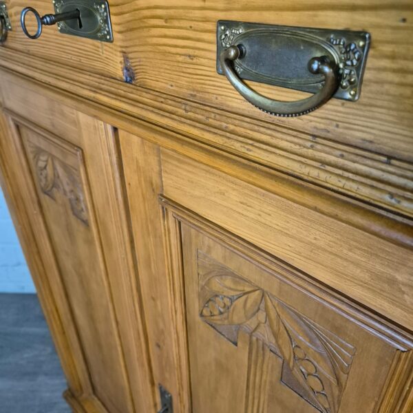 Vertiko mit Aufsatz Jugendstil 1900 Kiefer – Bild 7