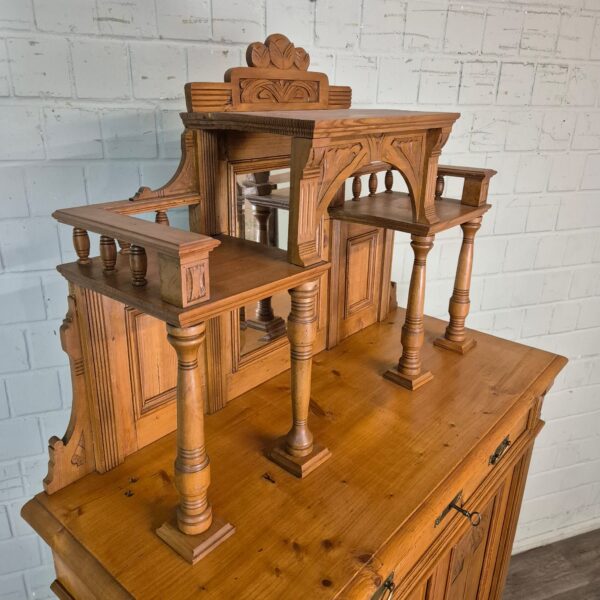 Vertiko mit Aufsatz Jugendstil 1900 Kiefer – Bild 11