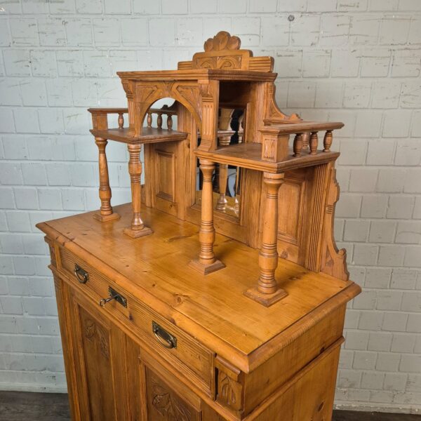 Vertiko mit Aufsatz Jugendstil 1900 Kiefer – Bild 4