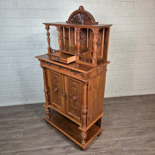 Vertiko mit Aufsatz Gründerzeit 1880 Nussbaum – Bild 3