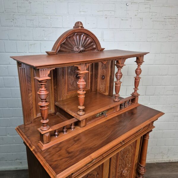 Vertiko mit Aufsatz Gründerzeit 1880 Nussbaum – Bild 4