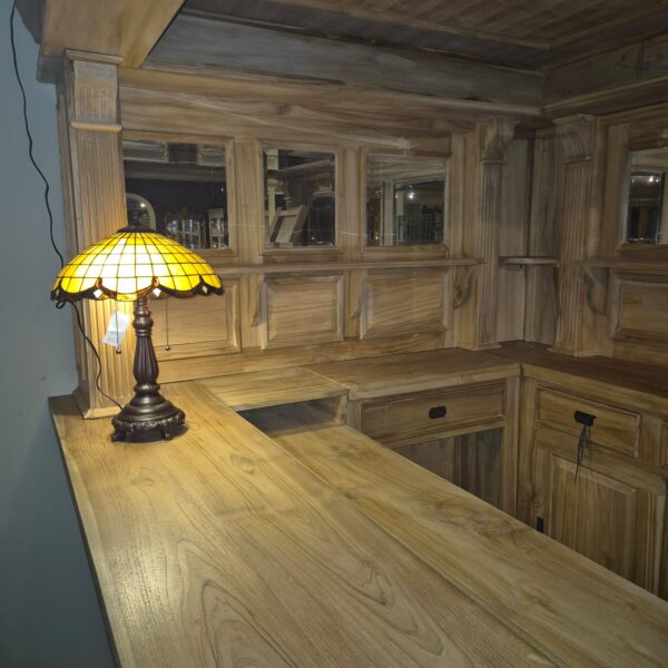 Hausbar Eckbar Theke Teakholz 2,60 m – Bild 6