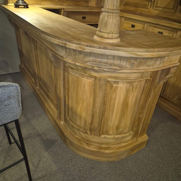 Hausbar Eckbar Theke Teakholz 2,60 m – Bild 10