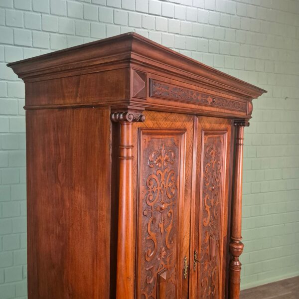 Kleiderschrank Schrank Gründerzeit 1880 Nussbaum – Bild 4