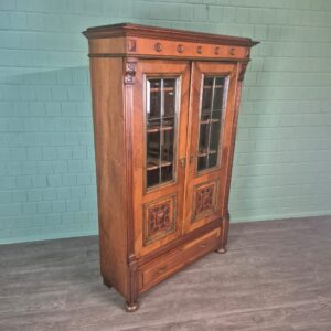 Vitrine Geschirrschrank Jugendstil 1900 Nussbaum