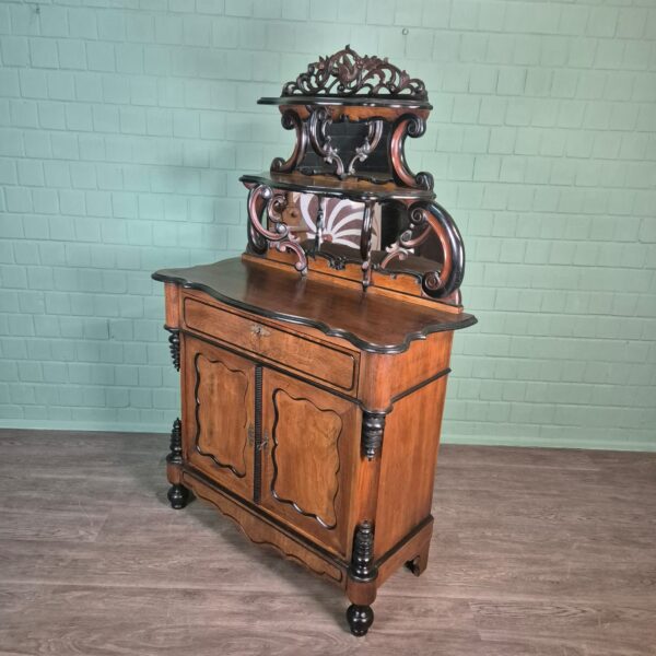 Halbschrank Anrichte mit Aufsatz Biedermeier 1850 Nussbaum – Bild 3