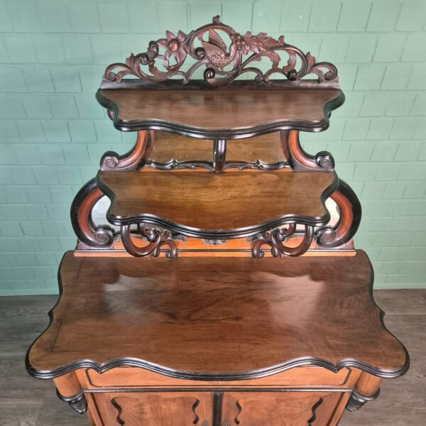 Halbschrank Anrichte mit Aufsatz Biedermeier 1850 Nussbaum – Bild 10