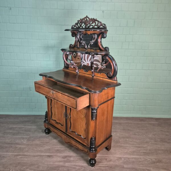 Halbschrank Anrichte mit Aufsatz Biedermeier 1850 Nussbaum – Bild 12