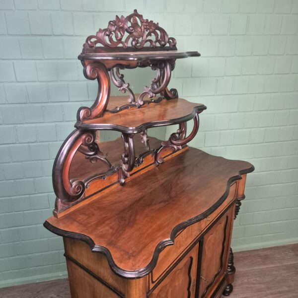 Halbschrank Anrichte mit Aufsatz Biedermeier 1850 Nussbaum – Bild 4