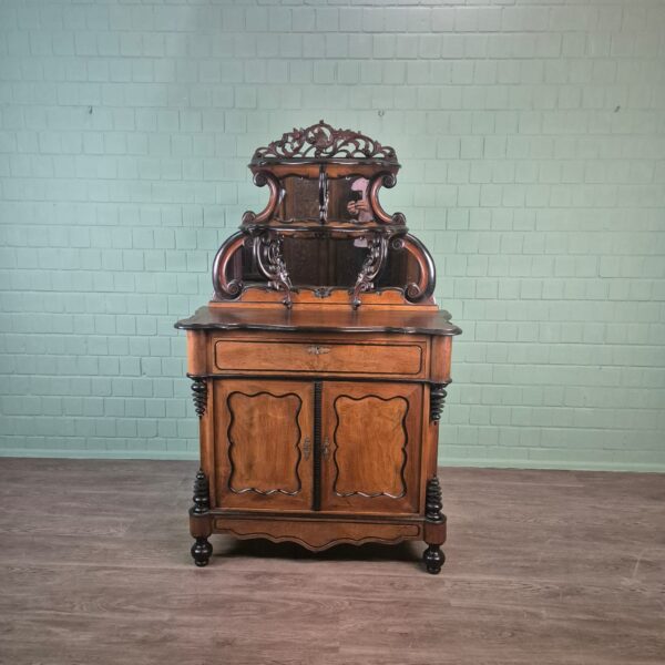 Halbschrank Anrichte mit Aufsatz Biedermeier 1850 Nussbaum – Bild 2